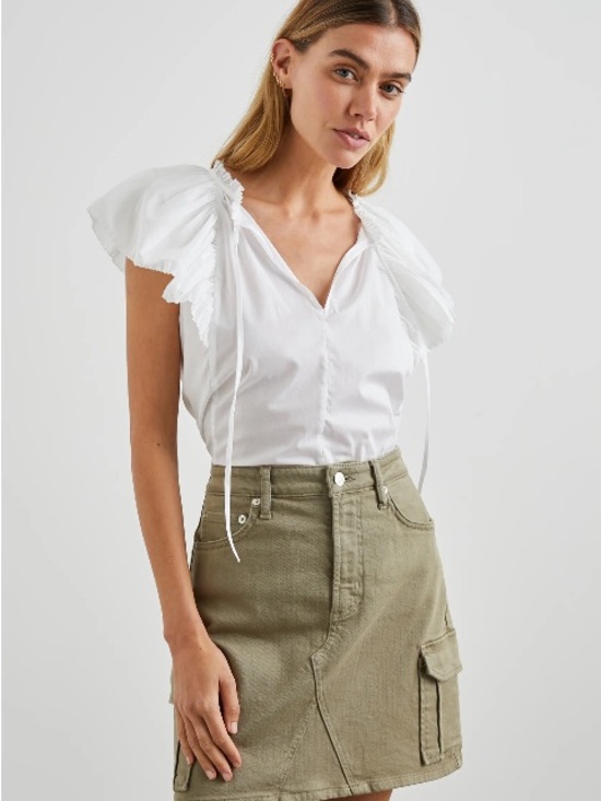 Rails Tops - Rails Karysa White Ruffle Sleeve V-Neck Top | XXL